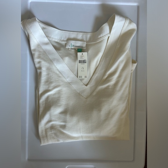 NWT Anthropologie Ribbed Three Quarter Sleeve Top - Picture 2 of 6